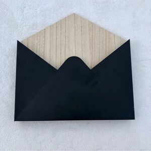 Black Matte Metal Envelope Wall Hanging Organizer Wood Texture
